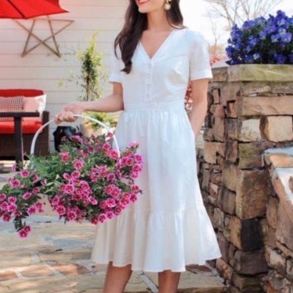 Gal Meets Glam Dresses & Skirts - Gal Meets Glam Angela Linen Blend White Dress Sz 0